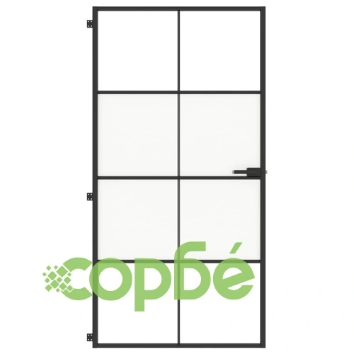 Интериорна врата черна 102,5x201,5 см закалено стъкло/алуминий ➤ топ цена ➤ sorbe.bg