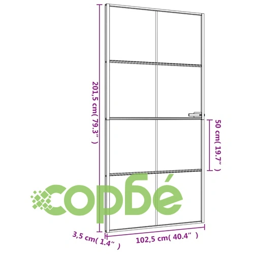 Интериорна врата черна 102,5x201,5 см закалено стъкло/алуминий ➤ топ цена ➤ sorbe.bg