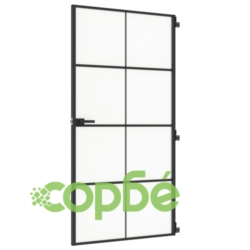 Интериорна врата черна 102,5x201,5 см закалено стъкло/алуминий ➤ топ цена ➤ sorbe.bg