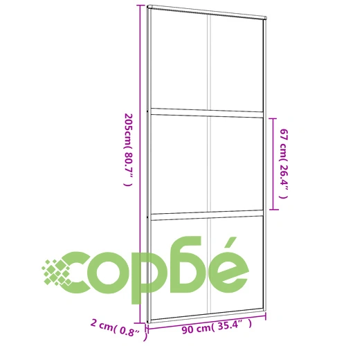 Плъзгаща се врата 90x205 см прозрачно ESG стъкло и алуминий ➤ топ цена ➤ sorbe.bg