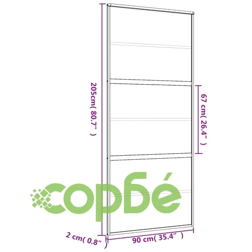 Плъзгаща се врата 90x205 см прозрачно ESG стъкло и алуминий ➤ топ цена ➤ sorbe.bg