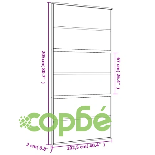 Плъзгаща се врата 102,5x205 см матирано ESG стъкло и алуминий ➤ топ цена ➤ sorbe.bg