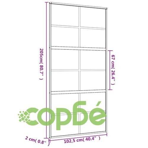 Плъзгаща се врата 102,5x205 см прозрачно ESG стъкло и алуминий ➤ топ цена ➤ sorbe.bg