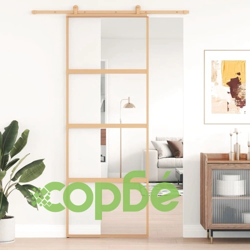 Плъзгаща се врата 76x205 см прозрачно ESG стъкло и алуминий ➤ топ цена ➤ sorbe.bg