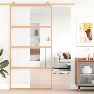 Плъзгаща се врата 102,5x205 см прозрачно ESG стъкло и алуминий