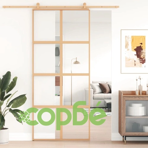 Плъзгаща се врата 90x205 см прозрачно ESG стъкло и алуминий ➤ топ цена ➤ sorbe.bg