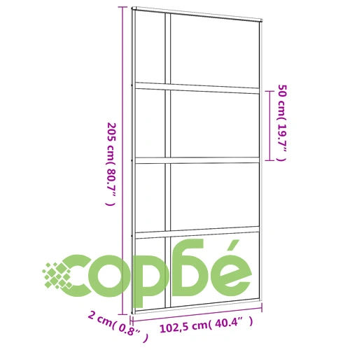 Плъзгаща се врата 102,5x205 см матирано ESG стъкло и алуминий ➤ топ цена ➤ sorbe.bg
