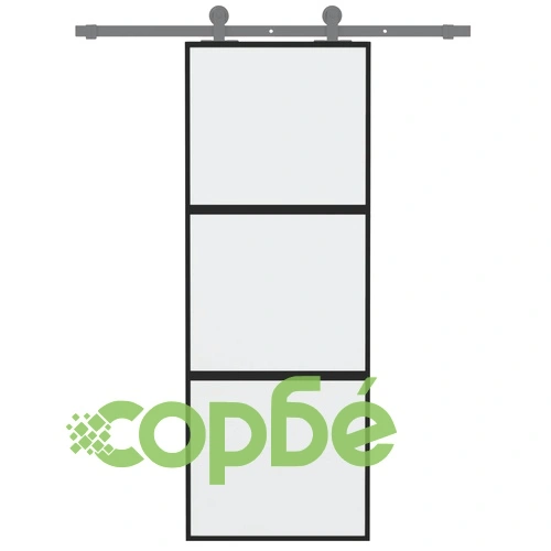 Плъзгаща се врата, черна, 76x205 см, закалено стъкло и алуминий ➤ топ цена ➤ sorbe.bg