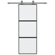 Плъзгаща се врата, черна, 76x205 см, закалено стъкло и алуминий