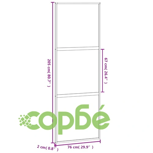 Плъзгаща се врата, черна, 76x205 см, закалено стъкло и алуминий ➤ топ цена ➤ sorbe.bg