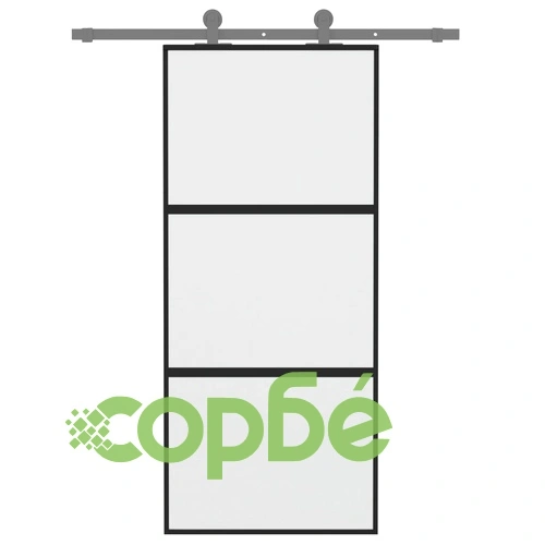 Плъзгаща се врата, черна, 90x205 см, закалено стъкло и алуминий ➤ топ цена ➤ sorbe.bg