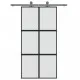 Плъзгаща се врата черна 102,5x205 см закалено стъкло и алуминий