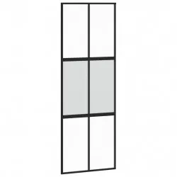 Плъзгаща се врата, черна, 76x205 см, закалено стъкло и алуминий