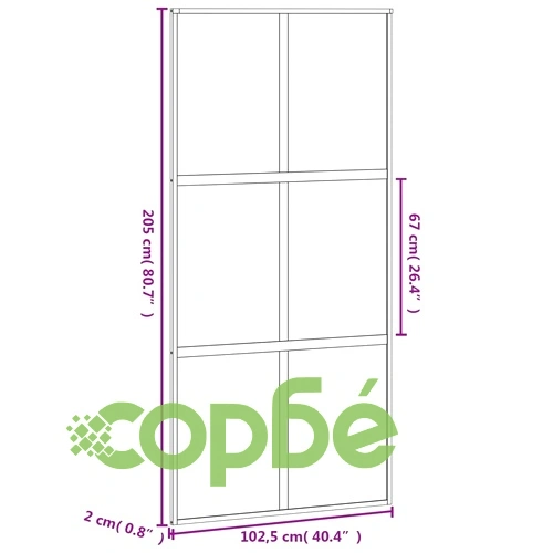 Плъзгаща се врата черна 102,5x205 см закалено стъкло и алуминий ➤ топ цена ➤ sorbe.bg