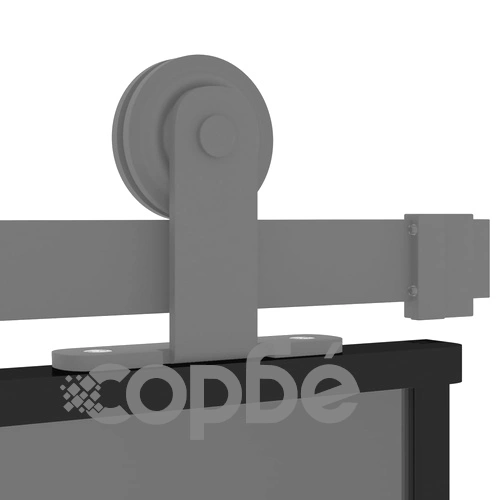 Плъзгаща се врата, черна, 76x205 см, закалено стъкло и алуминий ➤ топ цена ➤ sorbe.bg