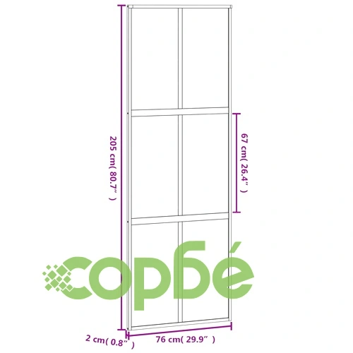 Плъзгаща се врата, черна, 76x205 см, закалено стъкло и алуминий ➤ топ цена ➤ sorbe.bg