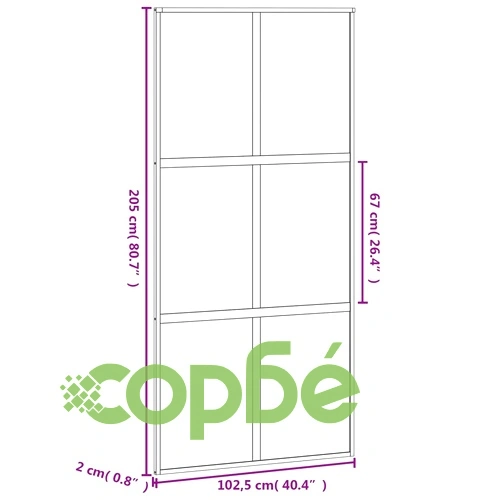 Плъзгаща се врата черна 102,5x205 см закалено стъкло и алуминий ➤ топ цена ➤ sorbe.bg