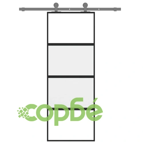 Плъзгаща се врата, черна, 76x205 см, закалено стъкло и алуминий ➤ топ цена ➤ sorbe.bg