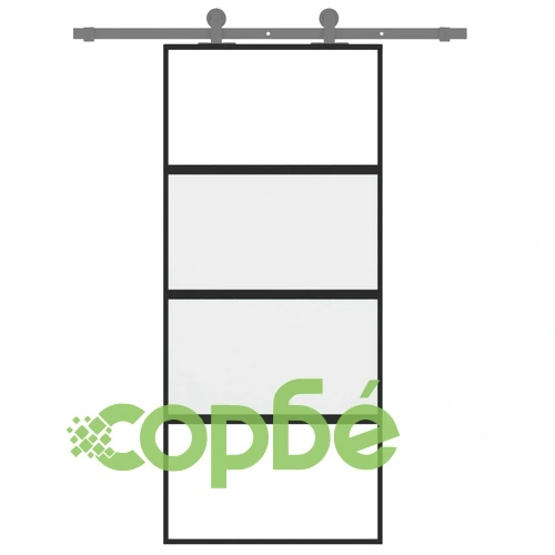 Плъзгаща се врата, черна, 90x205 см, закалено стъкло и алуминий ➤ топ цена ➤ sorbe.bg