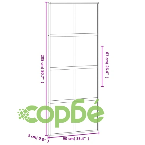 Плъзгаща се врата, черна, 76x205 см, закалено стъкло и алуминий ➤ топ цена ➤ sorbe.bg