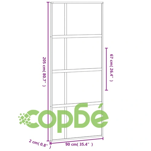 Плъзгаща се врата, черна, 90x205 см, закалено стъкло и алуминий ➤ топ цена ➤ sorbe.bg