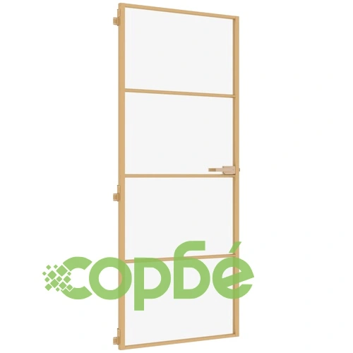 Интериорна врата златиста 83x201,5 см закалено стъкло, алуминий ➤ топ цена ➤ sorbe.bg