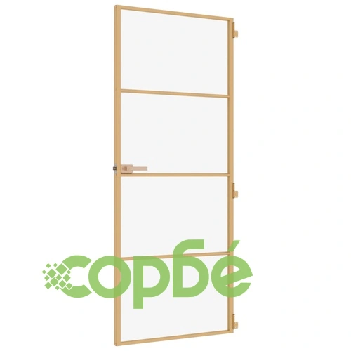 Интериорна врата златиста 83x201,5 см закалено стъкло, алуминий ➤ топ цена ➤ sorbe.bg