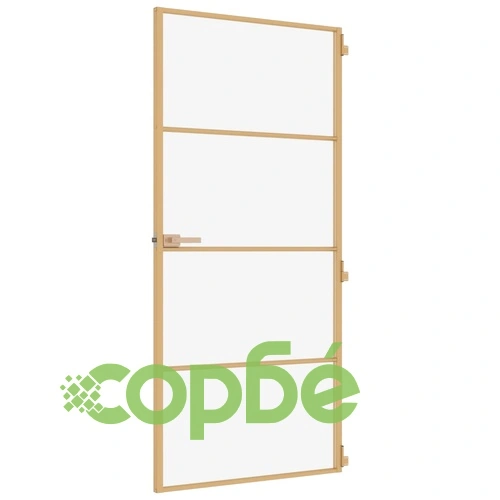 Интериорна врата златиста 93x201,5 см закалено стъкло алуминий ➤ топ цена ➤ sorbe.bg