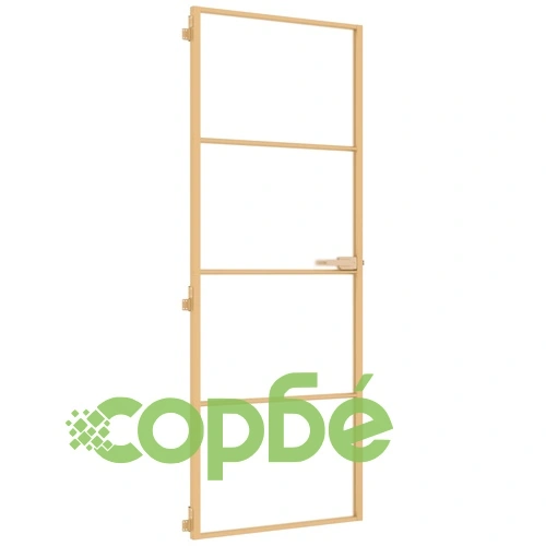 Интериорна врата златиста 76x201,5 см закалено стъкло алуминий ➤ топ цена ➤ sorbe.bg