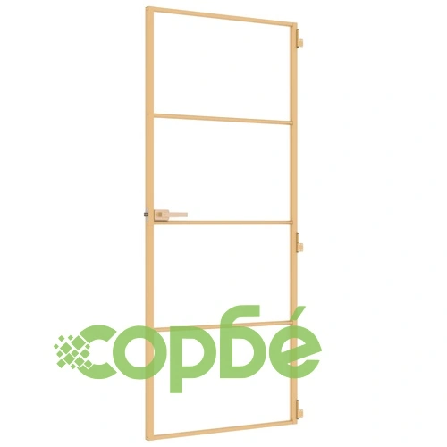 Интериорна врата златиста 83x201,5 см закалено стъкло, алуминий ➤ топ цена ➤ sorbe.bg