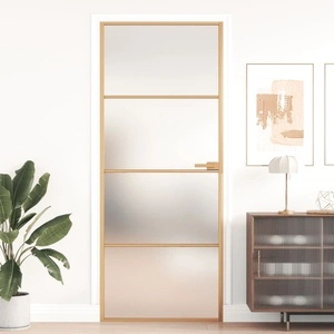 Интериорна врата златиста 83x201,5 см закалено стъкло, алуминий