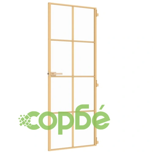 Интериорна врата златиста 76x201,5 см закалено стъкло алуминий ➤ топ цена ➤ sorbe.bg