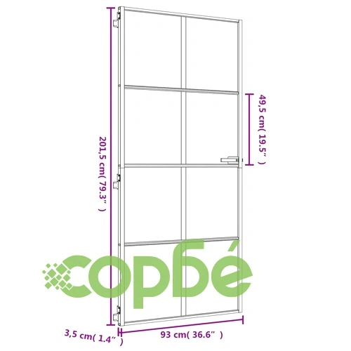 Интериорна врата златиста 93x201,5 см закалено стъкло алуминий ➤ топ цена ➤ sorbe.bg