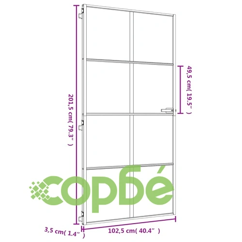 Интериорна врата злато 102,5x201,5 см закалено стъкло алуминий ➤ топ цена ➤ sorbe.bg