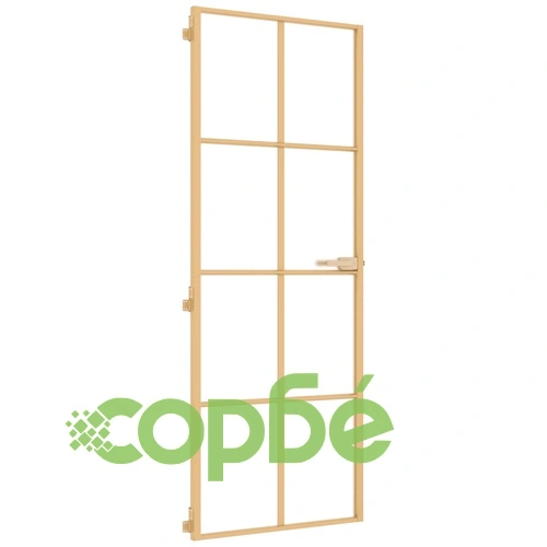 Интериорна врата златиста 76x201,5 см закалено стъкло алуминий ➤ топ цена ➤ sorbe.bg