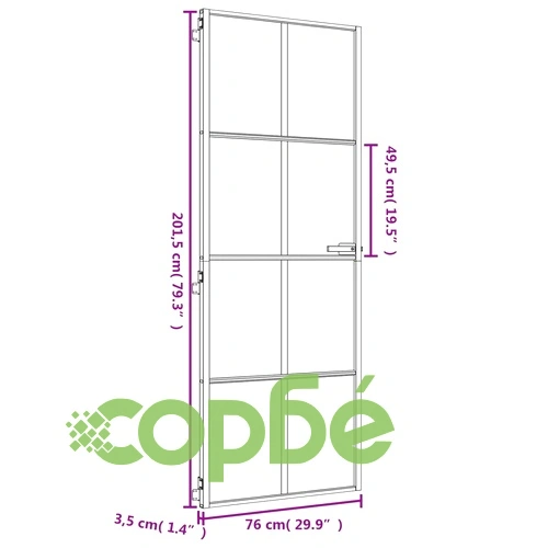 Интериорна врата златиста 76x201,5 см закалено стъкло алуминий ➤ топ цена ➤ sorbe.bg