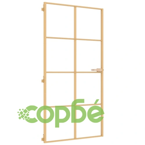 Интериорна врата злато 102,5x201,5 см закалено стъкло алуминий ➤ топ цена ➤ sorbe.bg