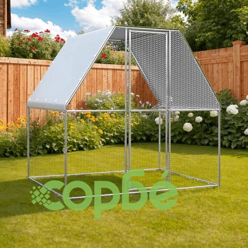 Птичарник, сребрист и сив, 2x2x2 м, поцинкована стомана ➤ топ цена ➤ sorbe.bg