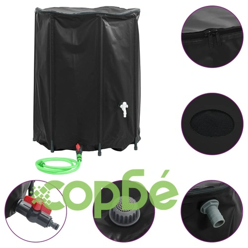 Резервоар за вода с кран, сгъваем, 750 л, PVC ➤ топ цена ➤ sorbe.bg