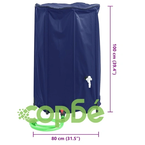 Резервоар за вода с кран, сгъваем, 500 л, PVC ➤ топ цена ➤ sorbe.bg