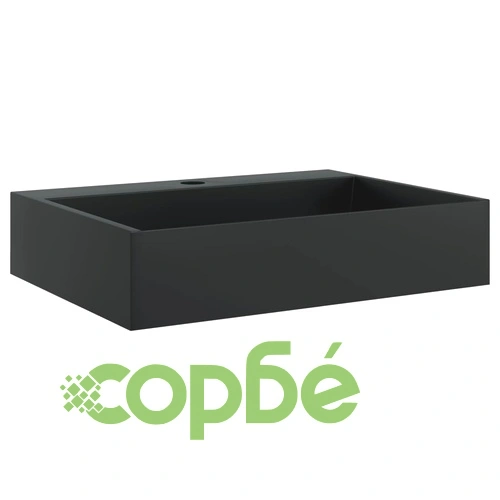 Мивка, 50x38x11 см, минерална/мраморна отливка, черен мат ➤ топ цена ➤ sorbe.bg