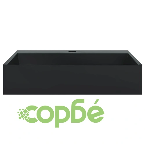 Мивка, 50x38x11 см, минерална/мраморна отливка, черен мат ➤ топ цена ➤ sorbe.bg