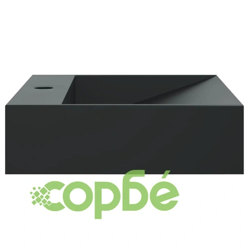 Мивка, 50x38x11 см, минерална/мраморна отливка, черен мат ➤ топ цена ➤ sorbe.bg