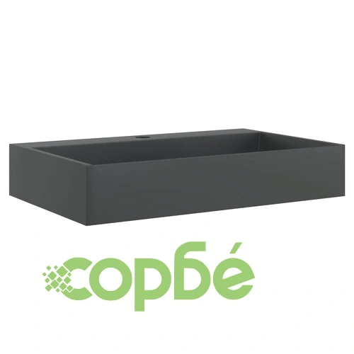 Мивка, 60x38x11 см, минерална/мраморна отливка, черен мат ➤ топ цена ➤ sorbe.bg