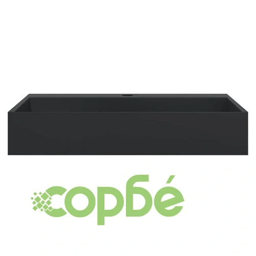 Мивка, 60x38x11 см, минерална/мраморна отливка, черен мат ➤ топ цена ➤ sorbe.bg