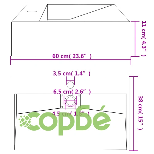 Мивка, 60x38x11 см, минерална/мраморна отливка, черен мат ➤ топ цена ➤ sorbe.bg