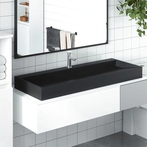 Мивка, 120x46x11 см, минерална/мраморна отливка, черен мат