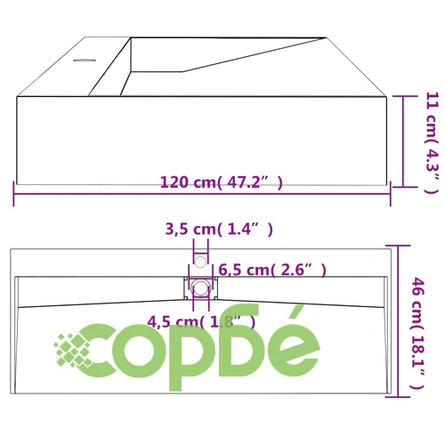 Мивка, 120x46x11 см, минерална/мраморна отливка, антрацит ➤ топ цена ➤ sorbe.bg