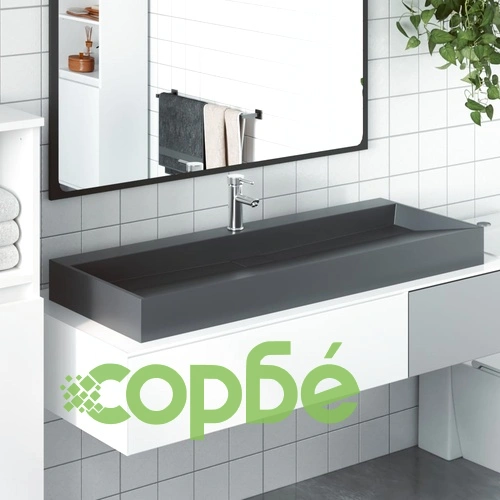 Мивка, 120x46x11 см, минерална/мраморна отливка, антрацит ➤ топ цена ➤ sorbe.bg