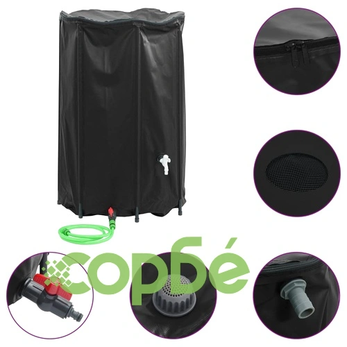 Резервоар за вода с кран, сгъваем, 1000 л, PVC ➤ топ цена ➤ sorbe.bg